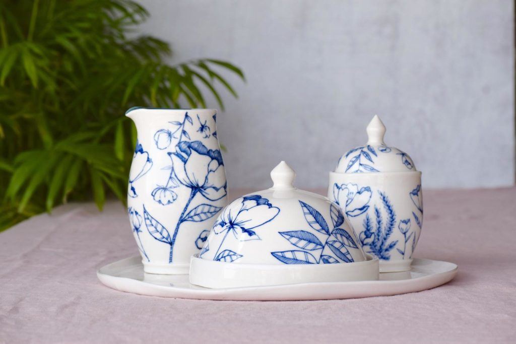 handpainted pottery on a plate