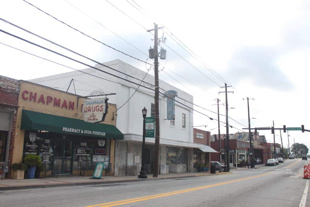 Small town with drugstore